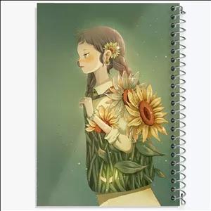 دفتر نقاشی 100 برگ خندالو طرح دختر و گل آفتابگردان