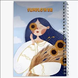 دفتر نقاشی 100 برگ خندالو طرح دختر و گل آفتابگردان