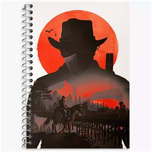 دفتر زبان سه خط 50 برگ خندالو طرح رد دد (Red Dead)