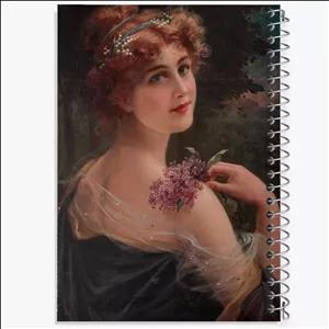 دفتر طراحی 100 برگ خندالو طرح نقاشی زن جوان با شاخه‌ای از یاس اثر امیلی ورنون