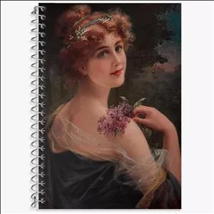 دفتر لغت 50 برگ خندالو طرح نقاشی زن جوان با شاخه‌ای از یاس اثر امیلی ورنون