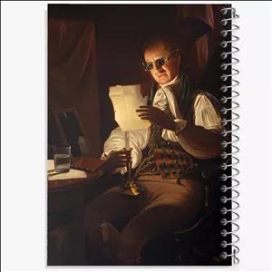 دفتر شطرنجی 50 برگ خندالو طرح نقاشی مردی که در نور شمع می خواند اثر رامبراند پیل