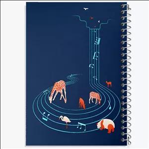 دفتر طراحی 100 برگ خندالو طرح حیوانات و نت موسیقی