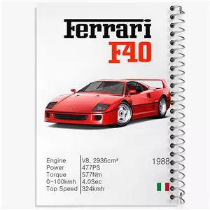 دفتر لیست خرید 50 برگ خندالو طرح فراری (Ferrari F40)