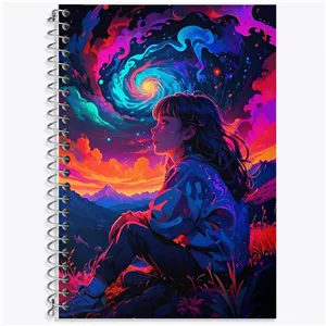 دفتر زبان سه خط 50 برگ خندالو طرح دختر و آسمان