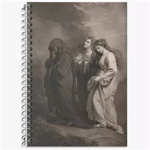 دفتر زبان دو خط 50 برگ خندالو طرح نقاشی سه مریم به گور می روند اثر بنجامین وست