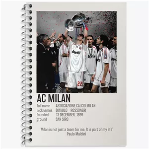 دفتر زبان دو خط 50 برگ خندالو طرح آث میلان (Ac Milan)