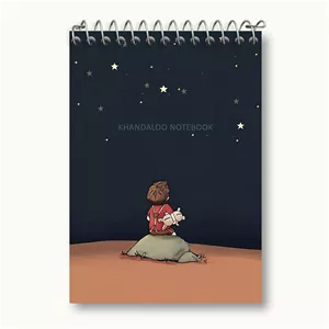 دفتر یادداشت خندالو طرح پسر و آسمان شب