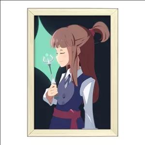 تابلو خندالو طرح اکو انیمه جادوگران کوچک Little Witch Academia فریم بژ