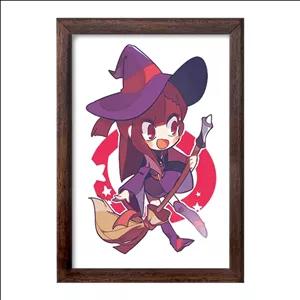 تابلو خندالو طرح اکو انیمه جادوگران کوچک Little Witch Academia فریم چوب سوخته