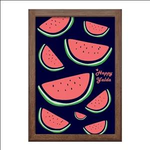 تابلو خندالو طرح شب یلدا فریم چوب فندقی