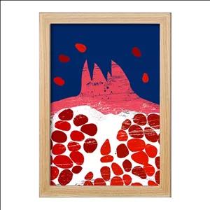 تابلو خندالو طرح شب یلدا فریم چوب روشن