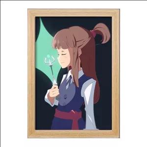 تابلو خندالو طرح اکو انیمه جادوگران کوچک Little Witch Academia فریم چوب روشن