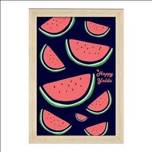 تابلو خندالو طرح شب یلدا فریم چوب خودرنگ