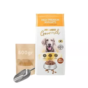 غذا خشک سگ بالغ | اورلاندو | مدل گورمت | طعم گوشت پرندگان | وزن 500 گرم فله