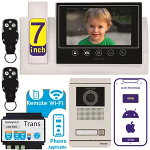 فول پک آیفون مانیتور بزرگ سیماراننرم افزار و ریموت و ترانس (مانیتور 7 اینچ 72TK  پنل فرداد تک واحدرسیور قابل اتصال مستقیم به تلفن همراه ترانس دارقفل بازکن زنجیری)