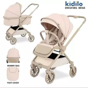 کالسکه مسافرتی دسته دو طرفه رو به مادر شو کرم D901 چرخشی 360 درجه کیدیلو Kidilo