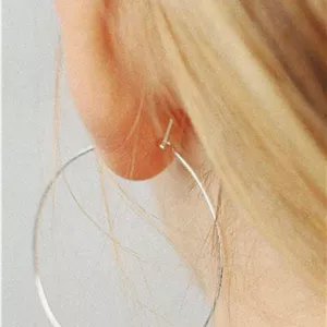 گوشواره حلقه ای استیل نقره ای سیلور ژوپینگ رنگ ثابت دخترانه