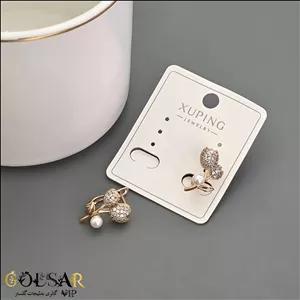 گوشواره گل فول نگین ژوپینگ | کد 474