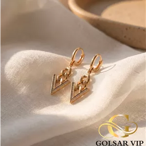 گوشواره کارتیر آویز مثلث ژوپینگ | کد 340
