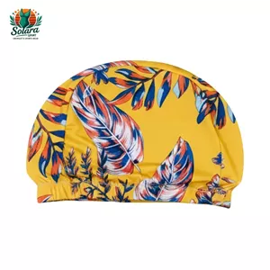 کلاه شنا پارچه ای زنانه کد A900 طرح برگ زرد