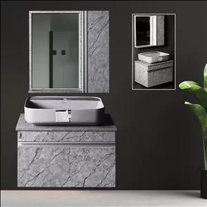 ست کابینت و روشویی مانلی مدل H18 به همراه آینه و باکس کن مدل 408342