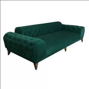 مبل راحتی 3 نفره شاهان دکور مدل چستر کرد کد 2031 با روکش پارچه پورش و پایه چوب کن مدل 404184