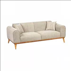 مبل راحتی 3 نفره مبل ایران استیل مدل هوکو با روکش پارچه و پایه چوب، دارای 2 عدد کوسن کن مدل 404187