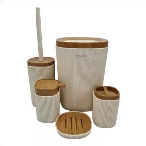 ست سرویس بهداشتی پنج پارچه کنتراست مدل روما 7900 طرح چوب کن مدل 407516