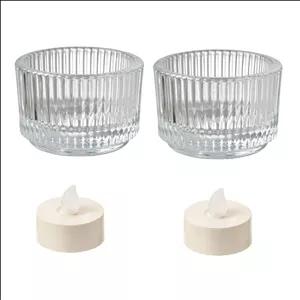 جاشمعی ایکیا مدل FINSMAK به همراه شمع LED مجموعه 4 عددی کن مدل 406773