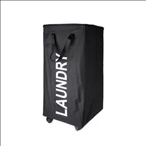 سبد رخت چرک مدل چرخ دار طرح LAUNDRY کن مدل 405230