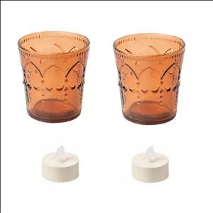 جاشمعی ایکیا مدل GOKVÄLLÅ بسته 2 عددی به همراه شمع LED کن مدل 406778