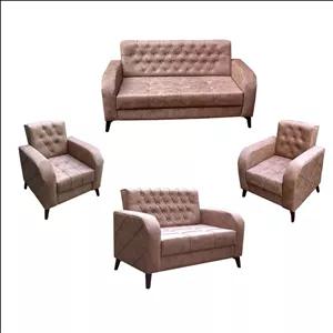 مبل راحتی 7 نفره مدل رویال با روکش پارچه مسکو و پایه چوب کن مدل 404226