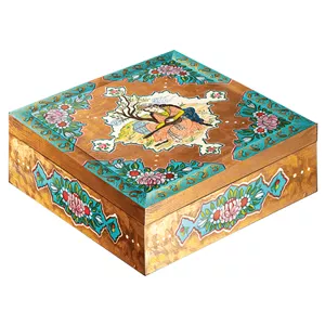 گز مظفری لقمه بیدمشکی ۴۰ درصد پسته ۴۰۰ گرمی جعبه چوبی نقاشی