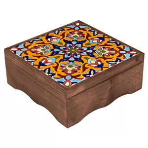 گز مظفری لقمه بیدمشکی ۴۰ درصد پسته ۴۰۰ گرمی جعبه چوبی کاشی اصیل