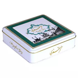 گز مظفری لقمه ۴۰ درصد پسته ۴۰۰ گرمی جعبه فلزی