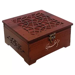 گز مظفری لقمه بیدمشکی ۴۰ درصد پسته ۴۰۰ گرمی جعبه چوبی صندوقی