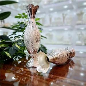 گلدان قلمزنی نقره نما با روکش نقره سایز بزرگ مجموعه دو عددی