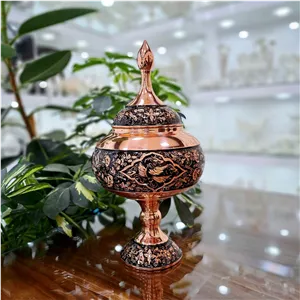 شکلات خوری مسی الماس تراش سایز 30 تراش گل و مرغ 