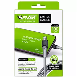 کابل شارژ و انتقال داده Vsmart VS-67 USB به Micro USB فست شارژ 5 آمپر 1 متری