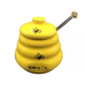 عسل خوری سرامیکی طرح زنبور همراه با قاشق کد B18597