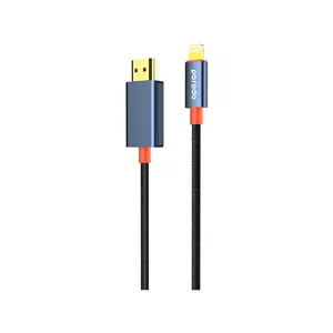 کابل Lightning به HDMI پرودو، Porodo Lightning to HDMI Cable، PD-CBL0017-BK، کابل انتقال تصویر آیفون به تلویزیون، کابل HDMI برای آیفون، کابل ویدئو آیفون با گارانتی