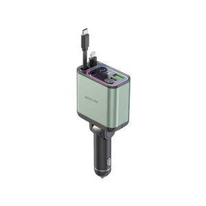 (اپن باکس )شارژر فندکی گرین لاین 90W، Green Lion Retractable Car Charger، شارژر فندکی جمع‌شونده، شارژر فندکی USB-C، شارژر سریع خودرو، شارژر ماشین با توان 90 وات GNRCC90WGN با گارانتی
