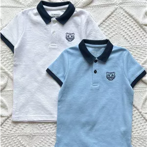 پلوشرت/تیشرت نخی آبی طرح ببر گلدوزی شده primark