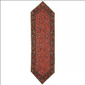 رومیزی رانر ترمه نفیس ابریشم کد TRRA۹۲ رنگ قرمز کمرنگ آستر زرشکی