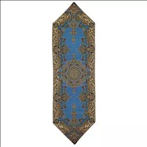 رومیزی رانر ترمه نفیس ابریشم کد TRRA۱۰۱ رنگ آبی آستر آبی