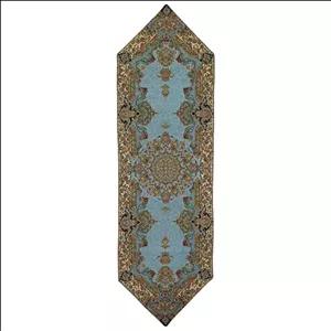 رومیزی رانر ترمه نفیس ابریشم کد TRRA۱۰۲ رنگ سبزآبی آستر سبزآبی