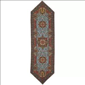 رومیزی رانر ترمه نفیس ابریشم کد TRRA۱۱۸ رنگ سبزآبی آستر سبزآبی