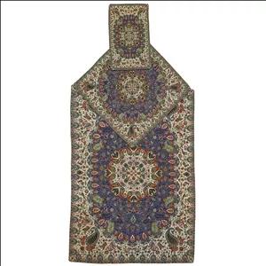 سجاده و جانماز ترمه ابریشم کد TRSAJJA۷۷ نفیس رنگ سرمه ای کمرنگ آستر آبی لبه مغزی دوزی