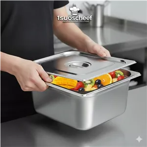 لگن  بنماری استیل ۱/۲ عمق ۱۵ برند کنزو (ضخامت ورق 0/6) قدون درب